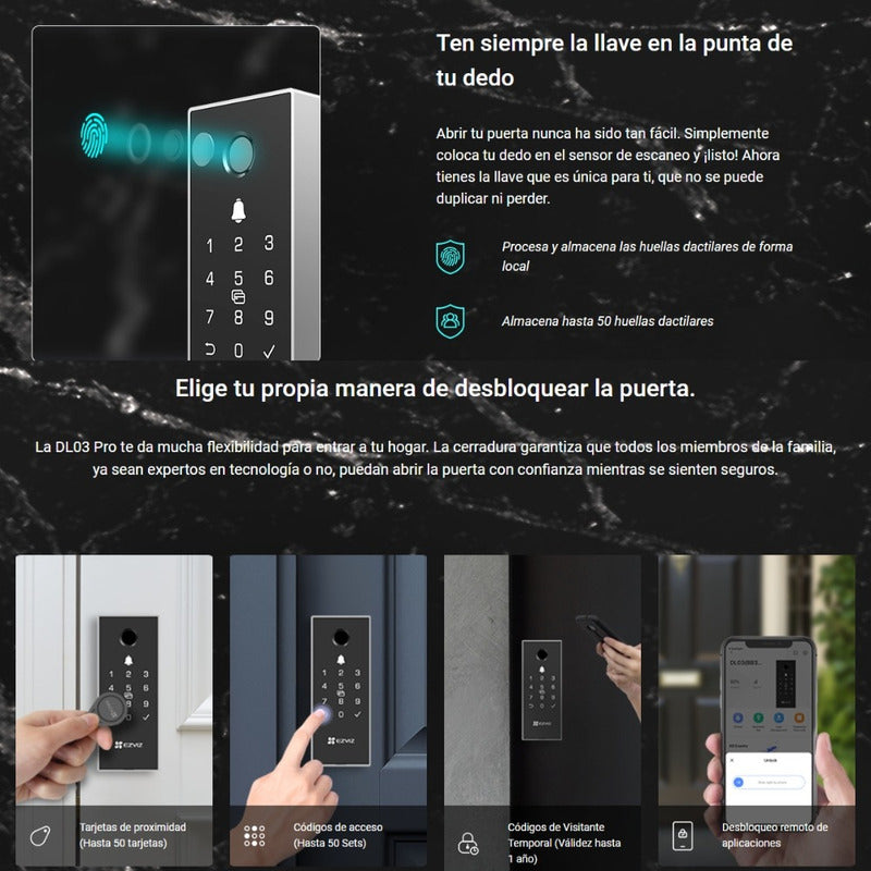 Cerradura Digital Inteligente Wifi + Huella, Ezviz Dl03 Pro