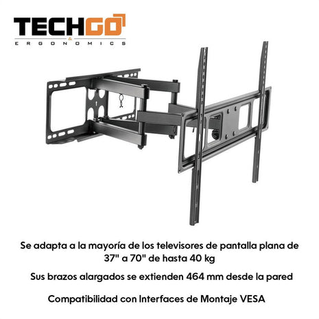 Soporte de Pared Doble Brazo TechGo SPB-6402 para TV de 37" a 70" hasta 40kg