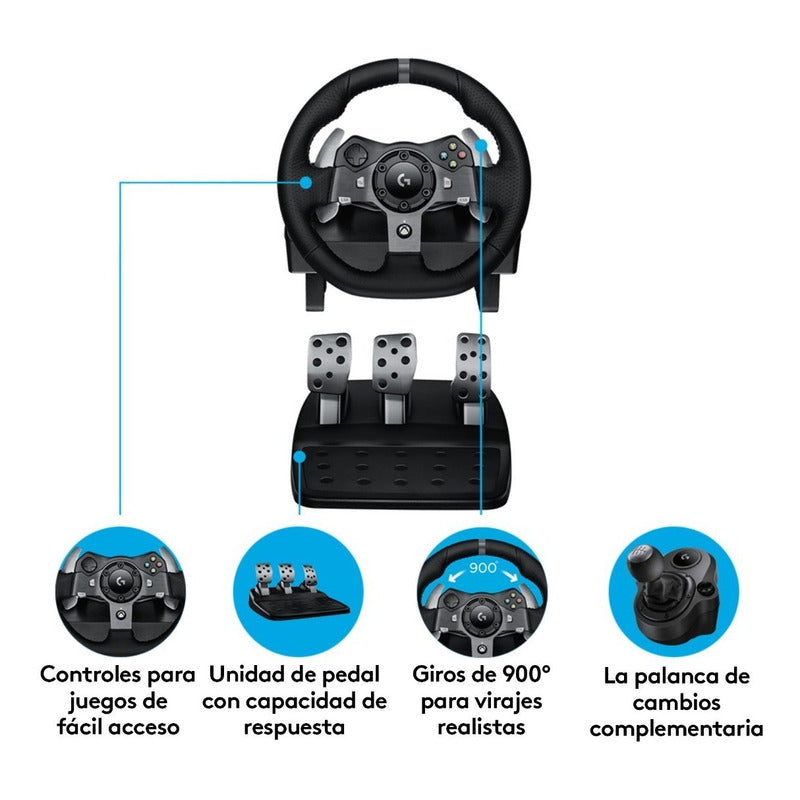 Timón Carreras Logitech G920 Driving Force Pc / Xbox X|s One Negro