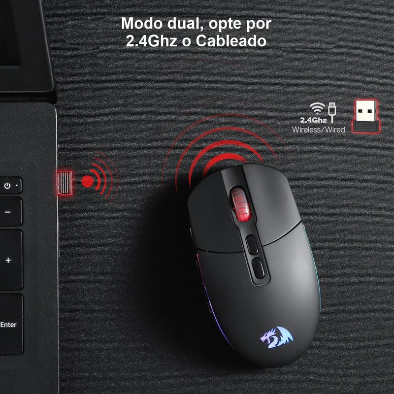 Mouse Gamer Inalámbrico Redragon M719rgb Invader Pro 10k Dpi