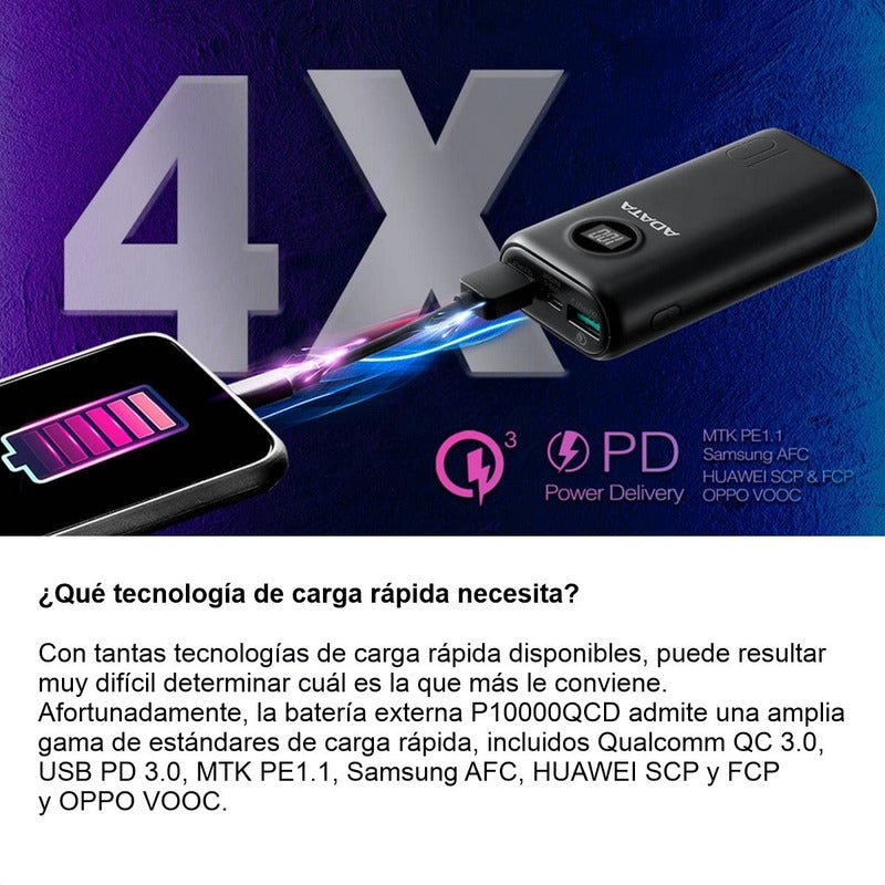 Power Bank 10000mah Multi Carga Rápida Adata P10000qcd Blanc Blanco