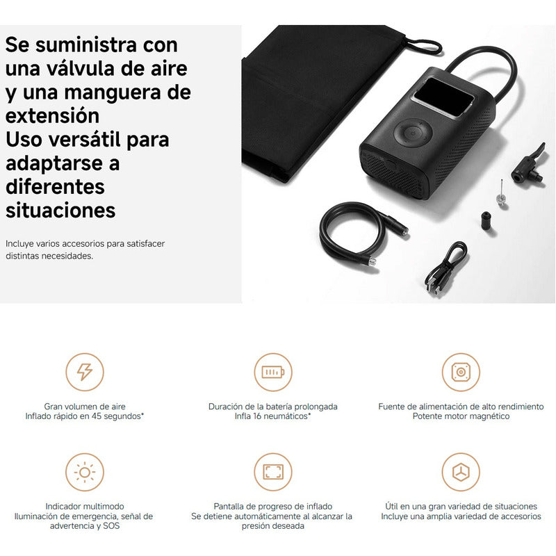 Inflador Xiaomi Portable Electric Air Compresor 2 Pro 150 PSI USB-C Luz SOS Carga Rápida Scooter Auto Moto
