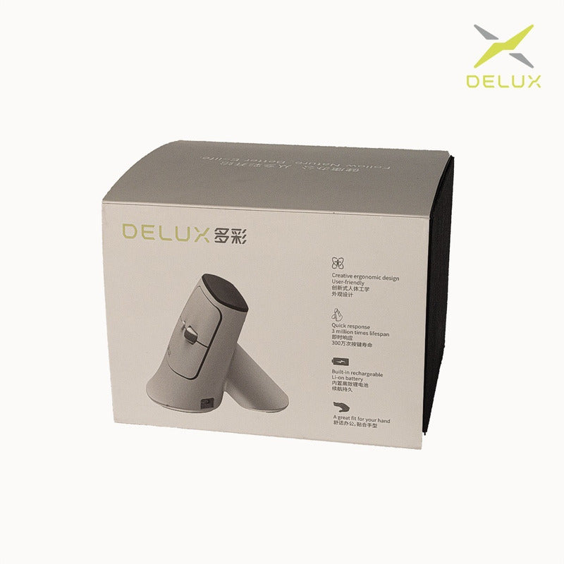 Mouse Vertical Wireless Recargable Delux Mv6 Gc / Ergonómico Negro