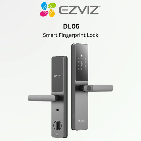 Cerradura Inteligente EZVIZ DL05 con Huella Digital, WiFi y Bluetooth, Código, Tarjeta y Alarma