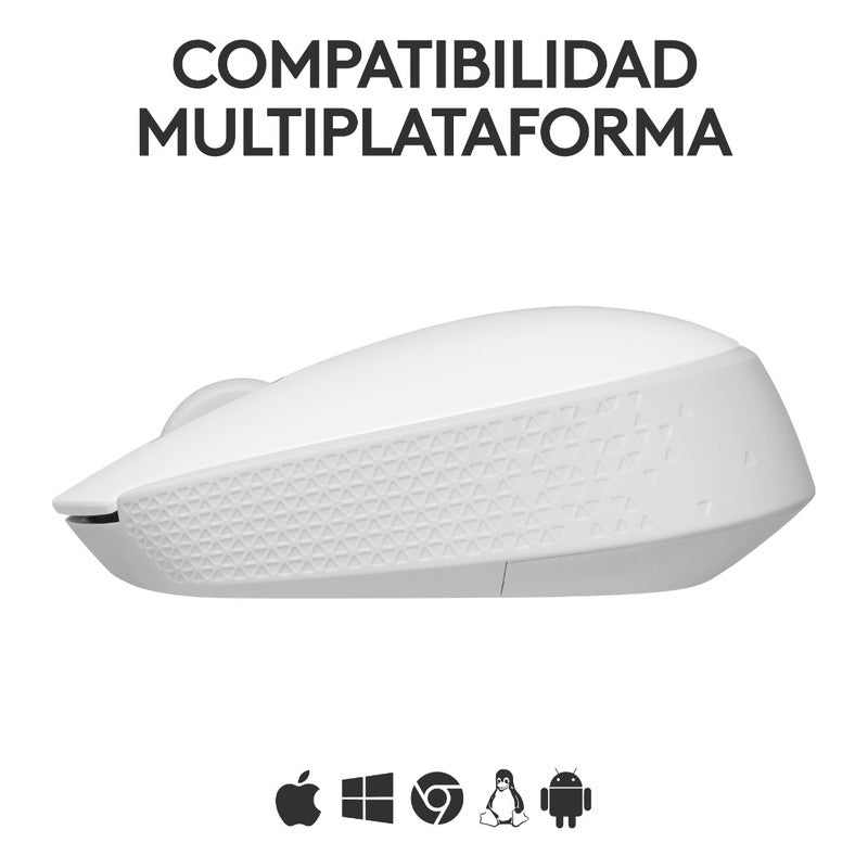 Mouse Inalámbrico Logitech M170 Receptor USB 2.4GHz Batería 12 Meses Diseño Portátil Ambidiestro - Blanco