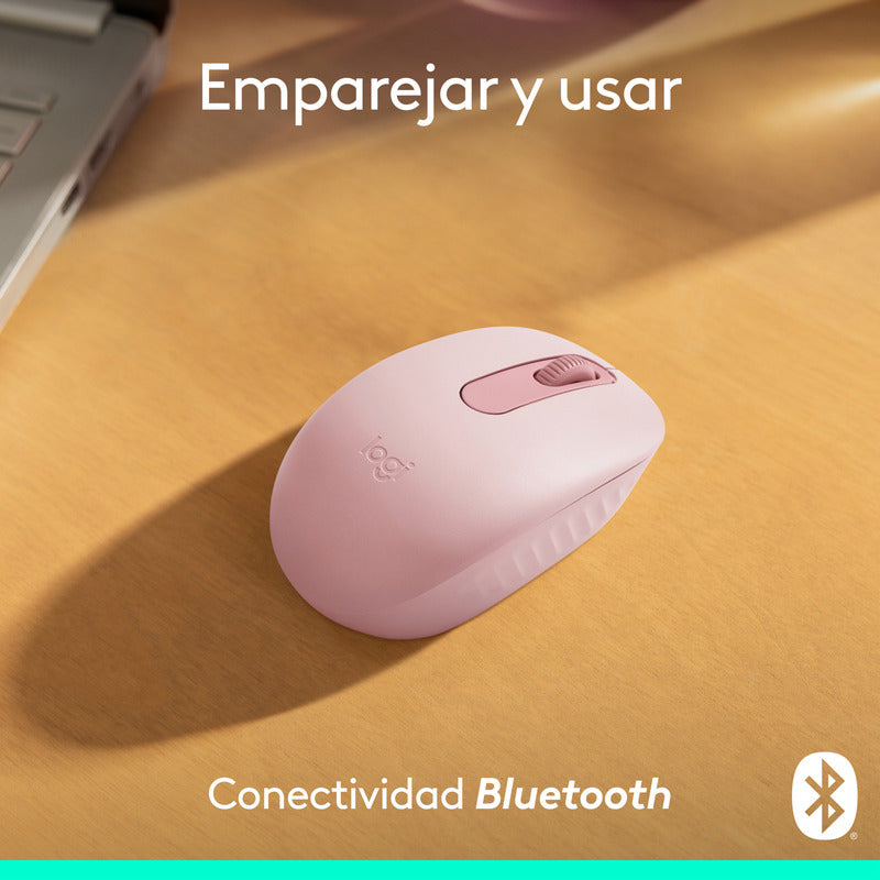 Mouse Inalámbrico Bluetooth Logitech M196 Diseño Ambidiestro Cómodo y Compacto - Rosado