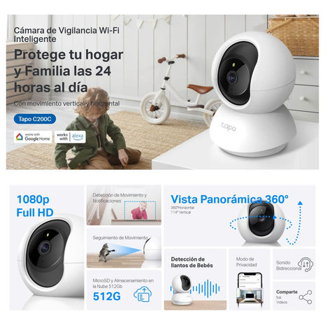 Cámara Wifi Robótica 360° Tp-link Tapo C200c, 1080p Ai Audio