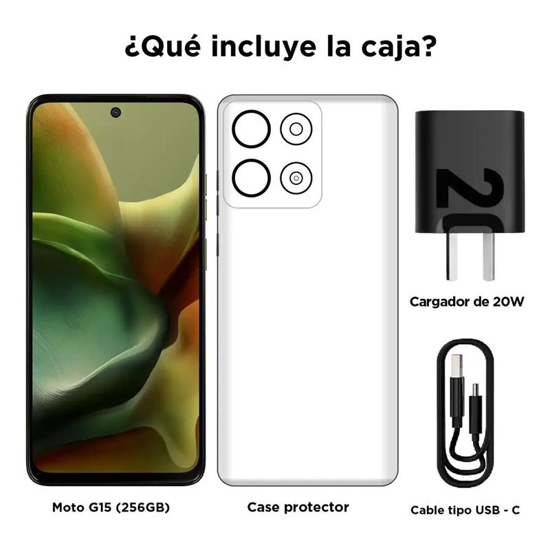 Celular Motorola G15 Dual Sim 4G, 6.72'' 256GB/4GB+8GB (RAM Boost) 50MP 5200mAh, Verde