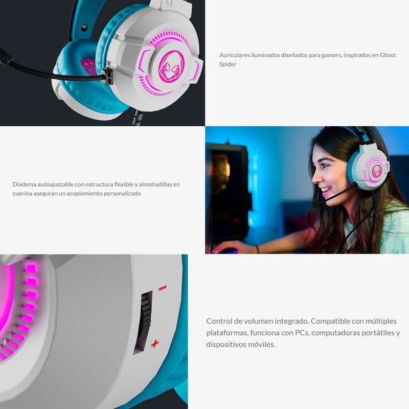 Diadema Gamer Estéreo Xtech Xth-m565sg Edición Ghost Spider