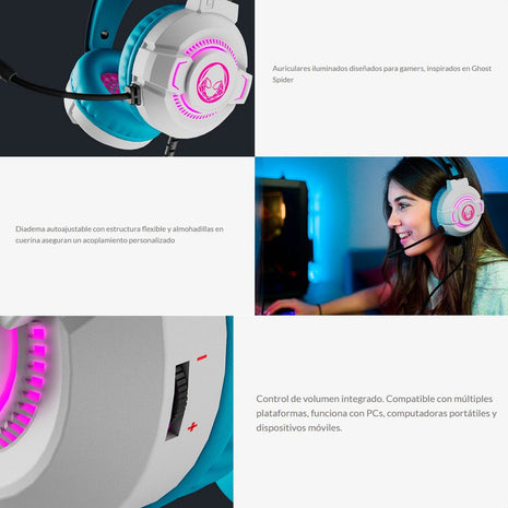 Diadema Gamer Estéreo Xtech Xth-m565sg Edición Ghost Spider