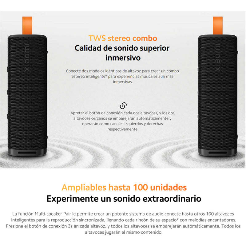 Parlante Bluetooth Portátil Xiaomi Sound Outdoor TWS con Protección IP67 y 30W RMS - Negro