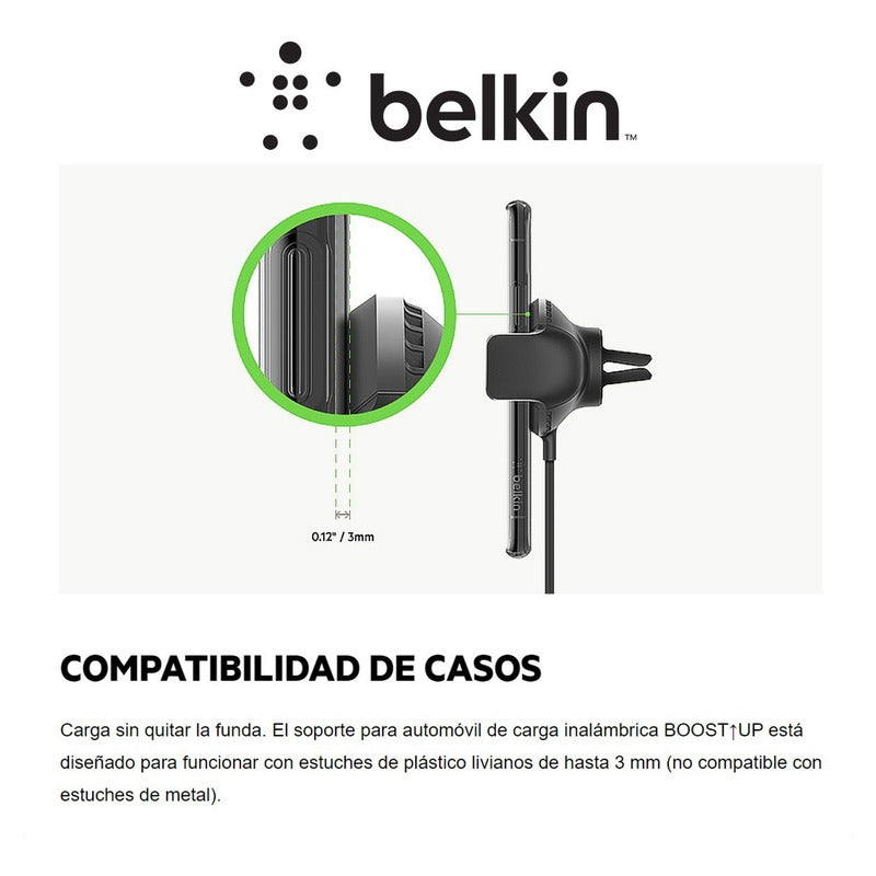 Cargador De Carro Inalámbrico Qi Belkin Carga Rápida Rejilla