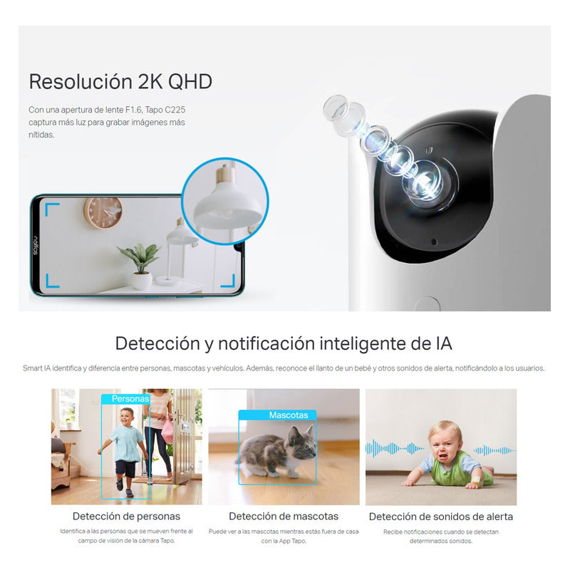 Tp-link, Cámara Ip Wifi Robótica, Tapo C225 + Microsd 256 Gb