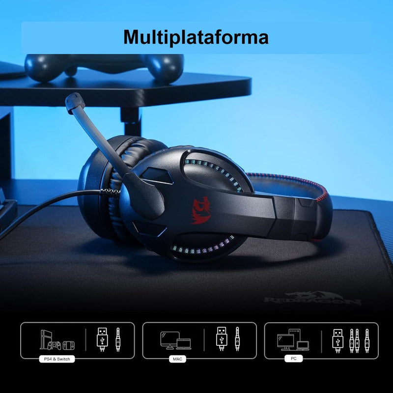 Diadema Gamer Redragon H211-rgb Cronus Micrófono Plug 3.5mm Negro