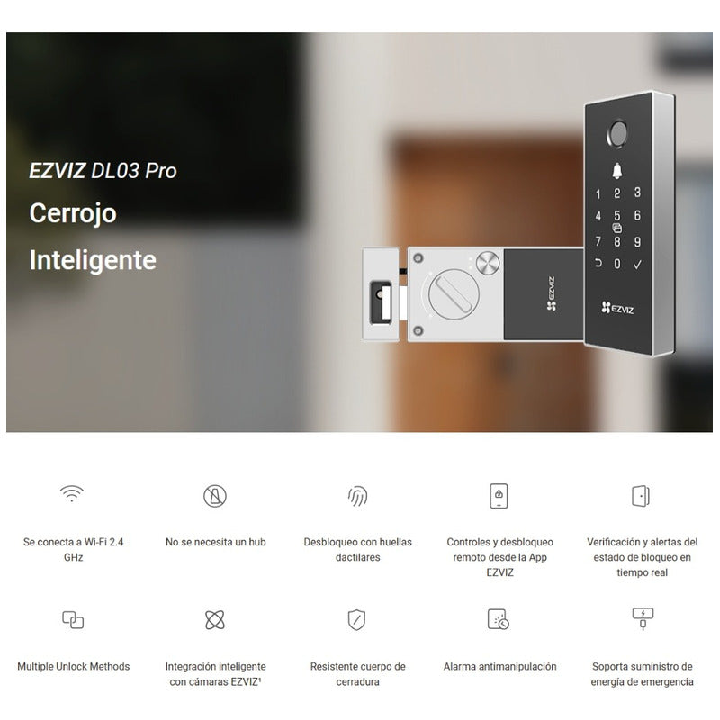 Cerradura Digital Inteligente Wifi + Huella, Ezviz Dl03 Pro