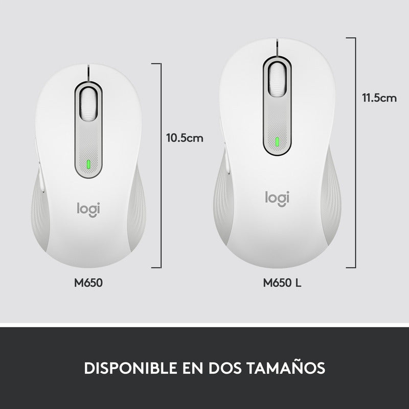 Mouse Inalámbrico / Bluetooth Logitech Signature M650 L, Wht