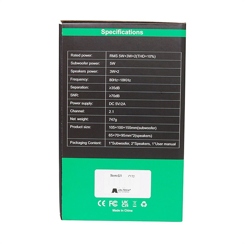 Parlantes Gamer 2.1 G3 Rgb Para Pc / Portátil, 11 Watts Rms