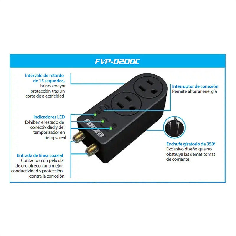 Protector De Voltaje 110/120v Forza Fvp-0200v Zion 2k30