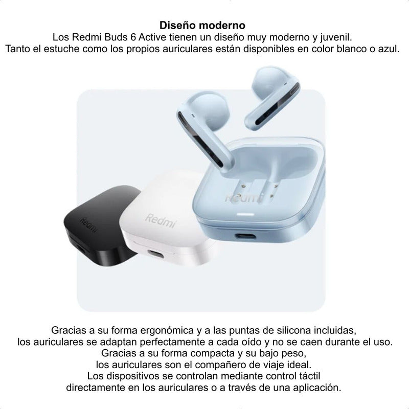 Audífonos Inalámbricos Xiaomi Redmi Buds 6 Active TWS Bluetooth 5.4 Micrófono Dual 30h Batería - Azul
