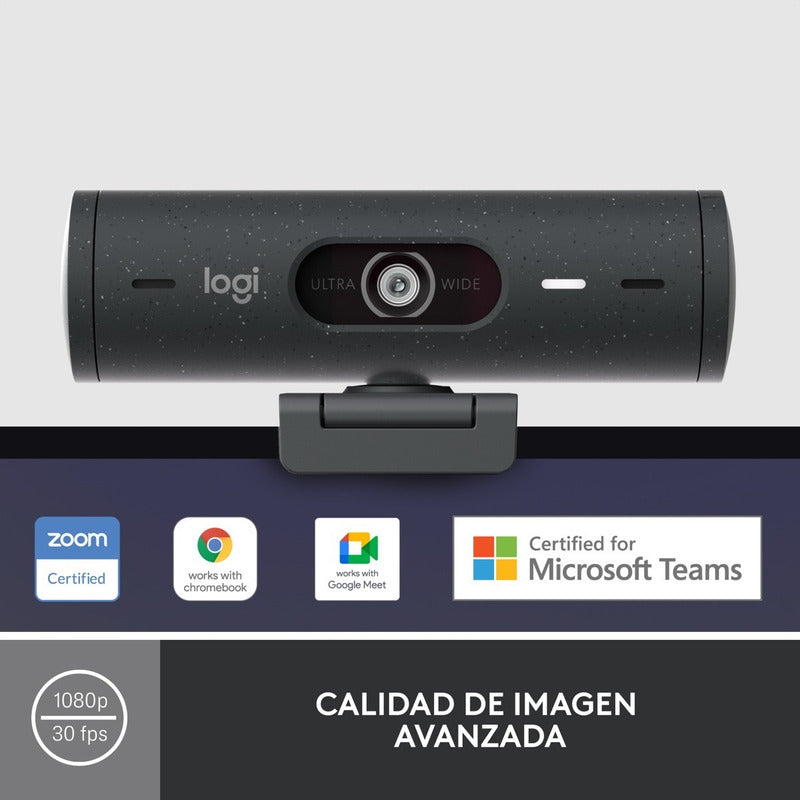 Cámara Web Full Hd Logitech Brio 500 / Rightlight 4 Con Hdr - Negro