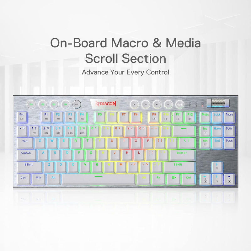 Teclado Gamer Inalámbrico Redragon K621w Rgb Horus Tkl, Red