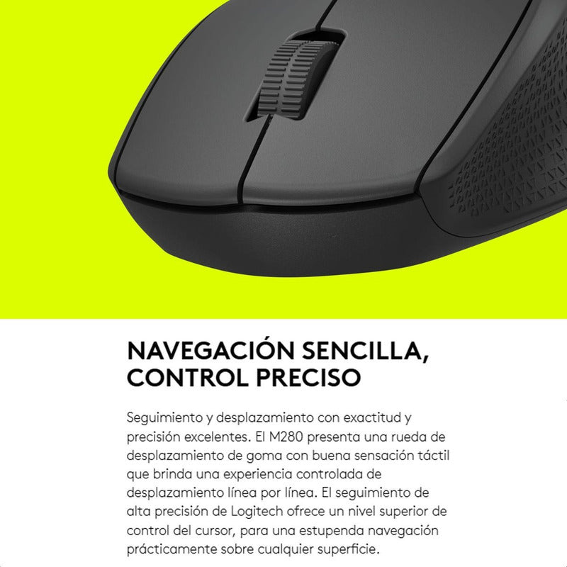 Mouse Inalámbrico Logitech M280, Diseño Confortable, Gris