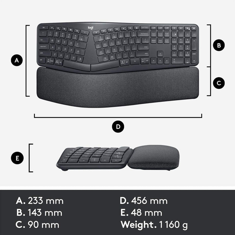 Teclado Ergonómico Dividido Logitech ERGO K860, Inalámbrico Bluetooth