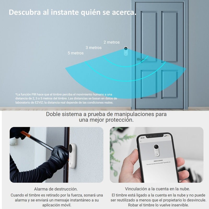 Timbre Inalámbrico + Video Cámara Audio Y Alarma, Ezviz Db2c