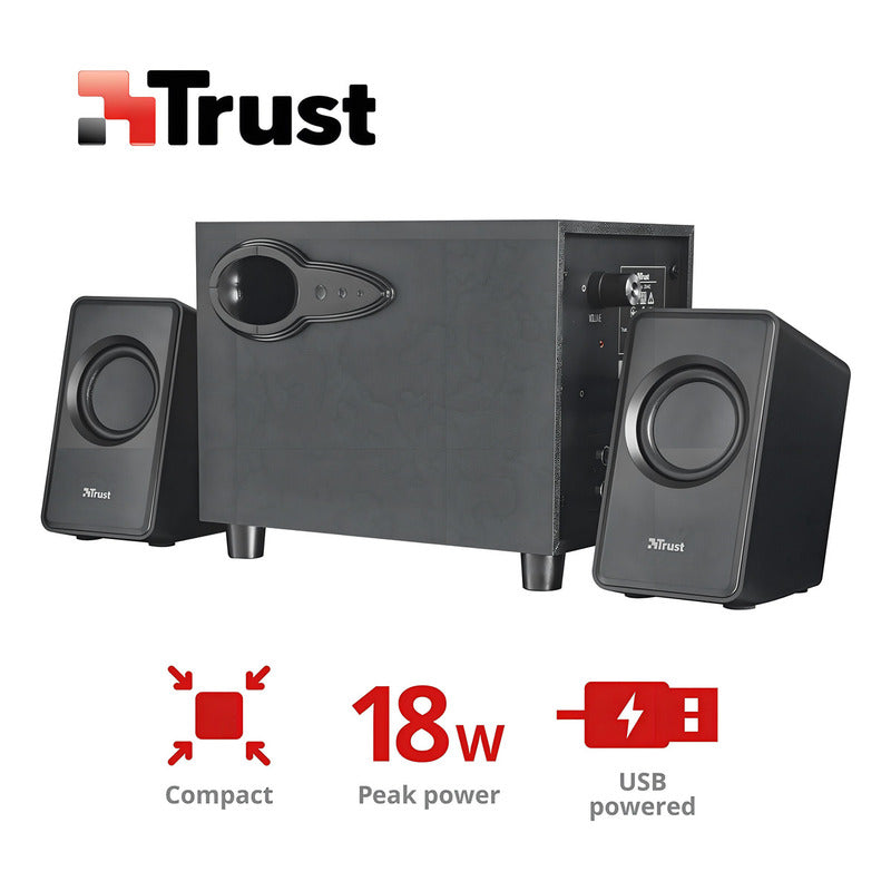 Parlantes Trust Avora 2.1 Usb Subwoofer Set Negro 18w