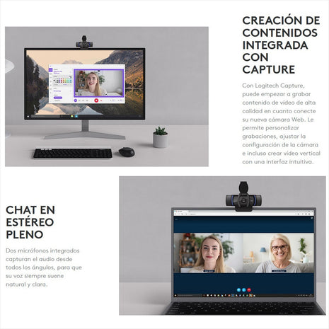 Cámara Web Logitech C920s Pro Webcam Videochat Full Hd 1080p Negro