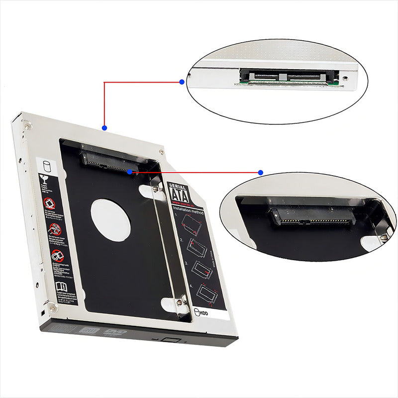Caddy 9.5mm, Disco Duro Sata 2.5'', Ssd, Dvd Para Pc / Mac Color Negro