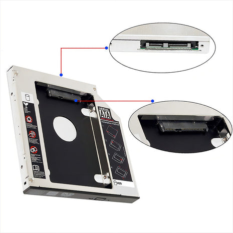Caddy 9.5mm, Disco Duro Sata 2.5'', Ssd, Dvd Para Pc / Mac Color Negro