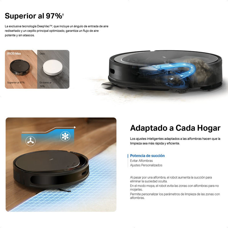 Aspiradora Robot Inteligente Tp-link Tapo Rv20 Max, 5300pa, Navegación LiDAR Sin Base de Vaciado
