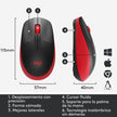 Mouse Inalámbrico Full-size Logitech M190, Confortable, Rojo