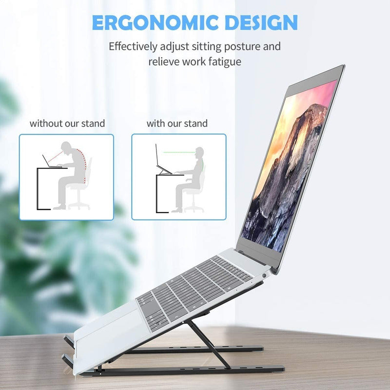 Base Portátil Ergonómica Reclinable 7 Niveles, Plástico, Blk