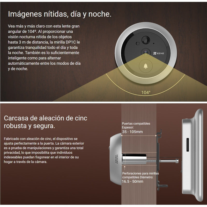 Videoportero Cámara Wifi Inteligente Alarma Audio Ezviz Dp1c