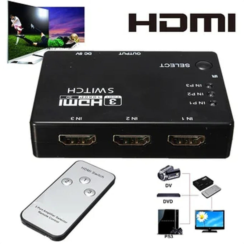 Selector Switch De Puertos Hdmi Con 3 Entradas X 1 Salida