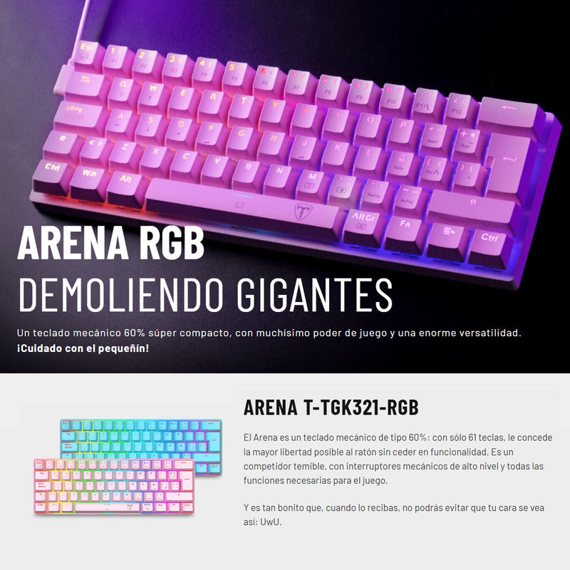 Combo Tdagger Teclado Arena Pnk + Mouse Tgm301 + Pad Mouse L