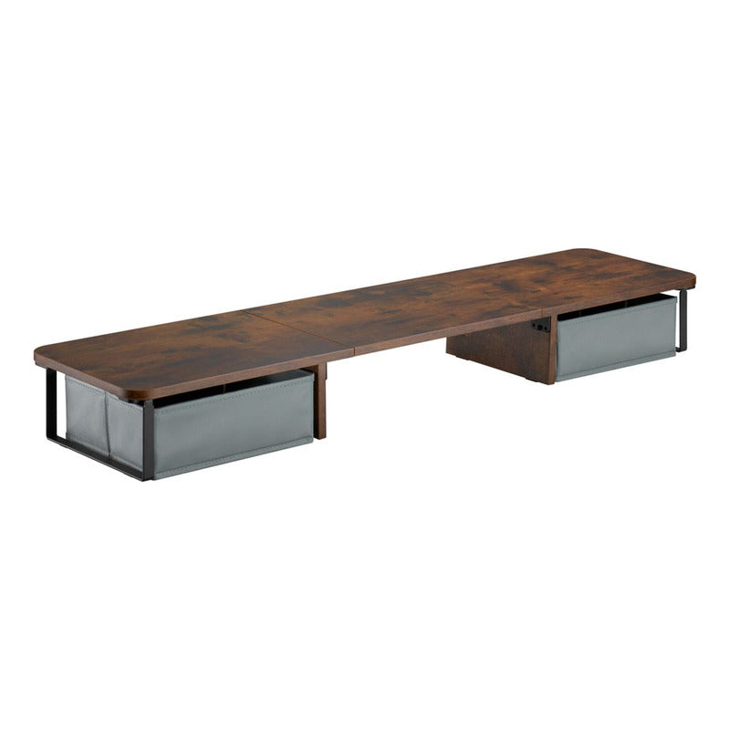 Base Eleva-monitor Madera Con 2 Cajones Techgo Tdb-1 Rústico