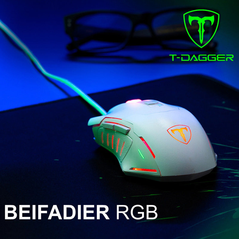 Mouse Gamer T-dagger T-tgm206w Beifadier Rgb 7200dpi Macros