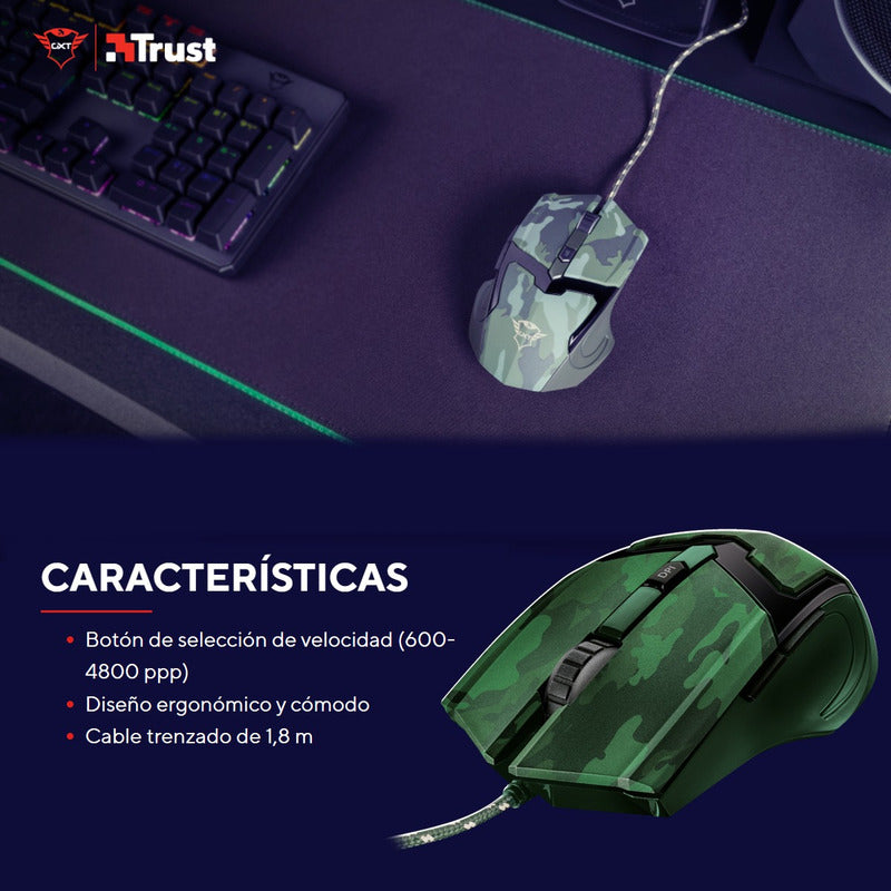 Mouse Gamer Trust Gxt 101c Gav, 6 Botones / 600~4800dpi