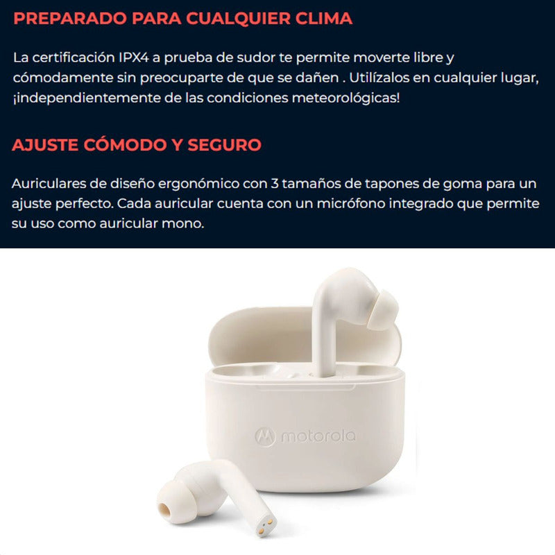 Motorola Moto Buds 065, Audífonos Táctil Y Manos Libres, Wht