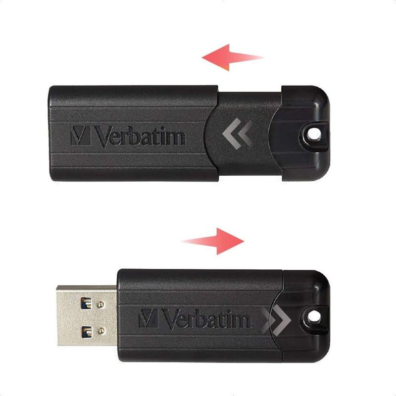 Memoria Flash USB 3.2 de 256GB Verbatim PinStripe con Diseño Retráctil