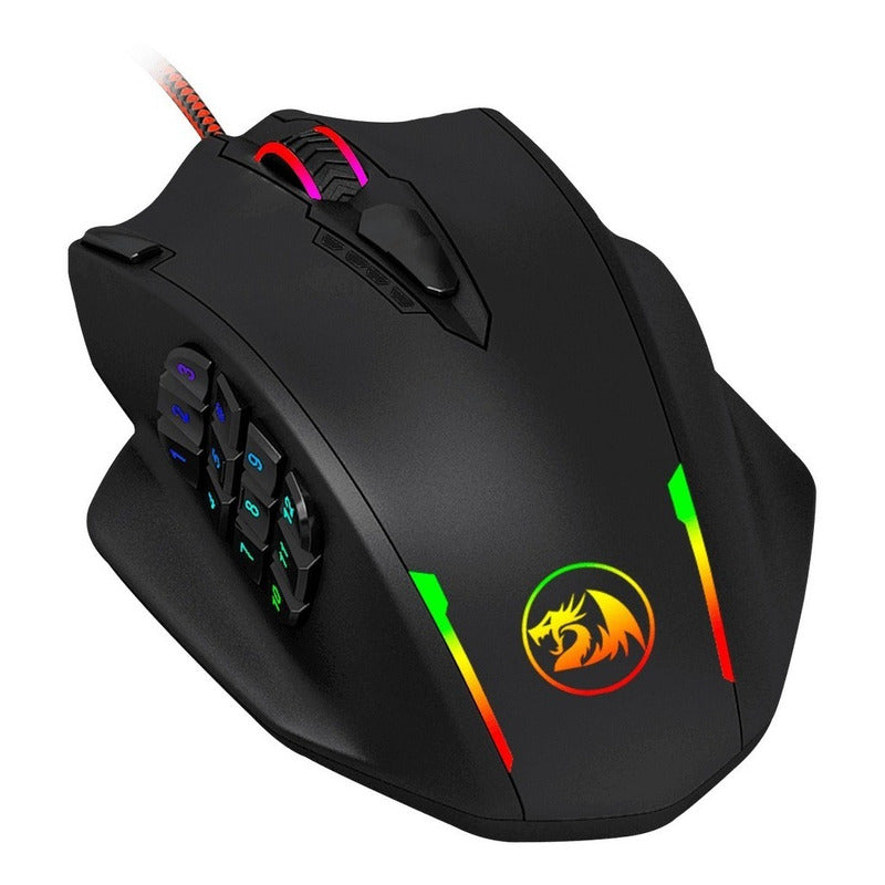 Mouse Gamer Redragon Impact M908 RGB Chroma 12400DPI 18 Botones Programables MMO MOBA Pesas Ajustables