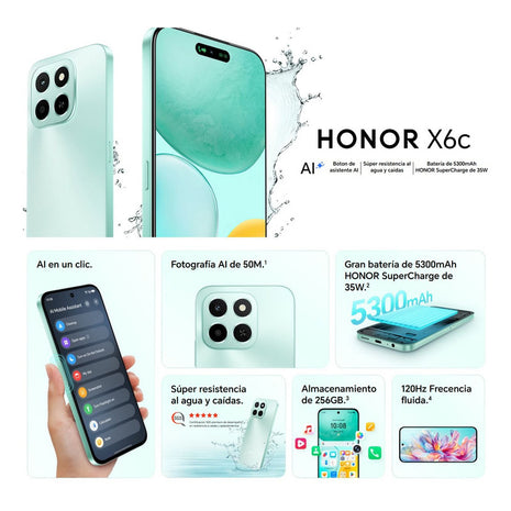 Celular Honor X6c Dual Sim 256gb/8gb 6.61'' Ip64 50mp, Negro