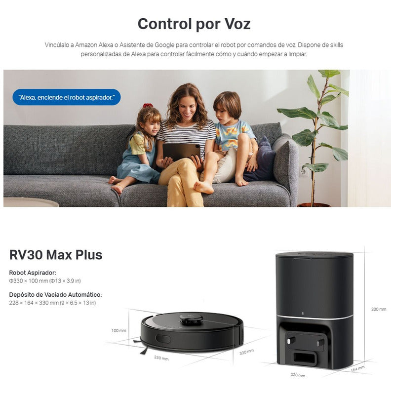 Aspiradora Robot Smart + Estación Tp-link Tapo Rv30 Max Plus, 5300Pa, Navegación LiDAR