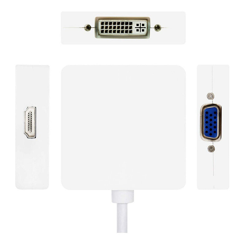 Convertidor 3en1 Thunderbolt Mini Displayport A Hdmi Vga Dvi