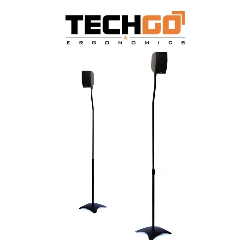 Kit 2 Soportes de Piso Universales para Altavoces TechGo SPS-51, Diseño Metálico Ajustable en Altura