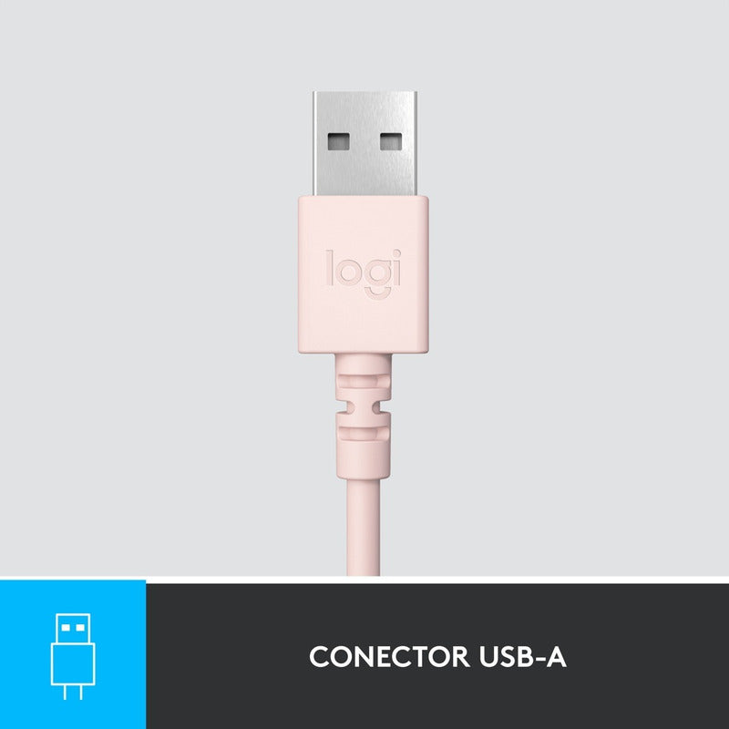 Diadema Usb Logitech H390, Mic Sin Ruido Y Controles, Rosado