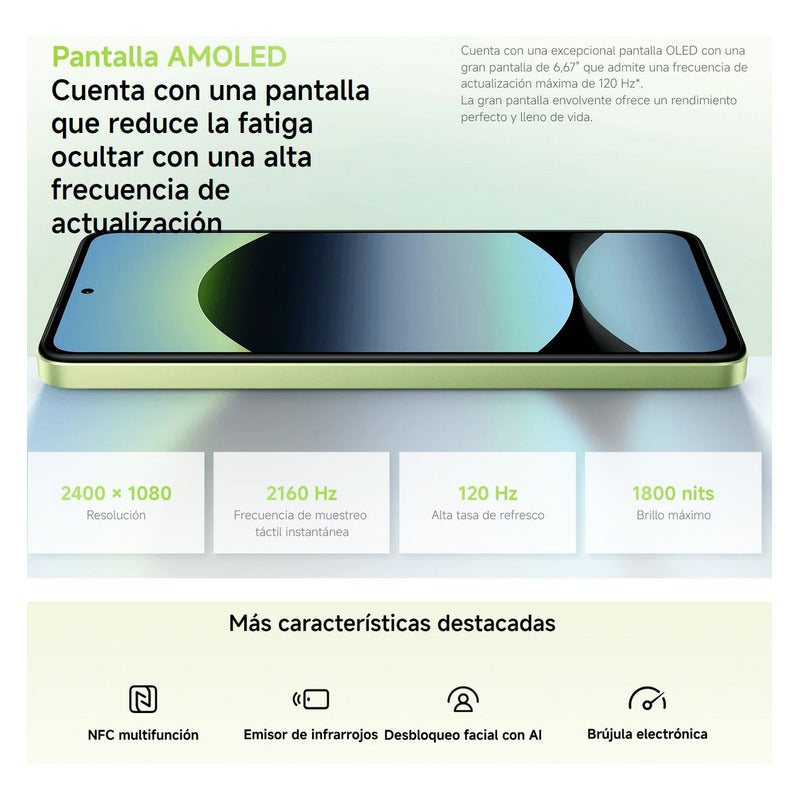 Celular Xiaomi Redmi Note 14 Dual SIM 4G, AMOLED 6.67'' 128GB/6GB Cámara 108MP IP54 5500mAh/33W, Azul